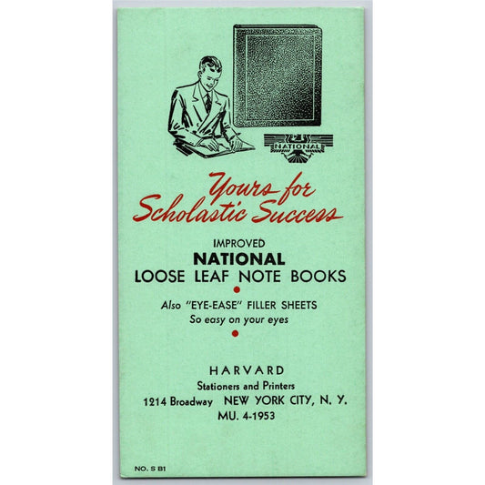 Broadway NYC Ink Blotter National Loose Leaf / Harvard Stationers c1950's