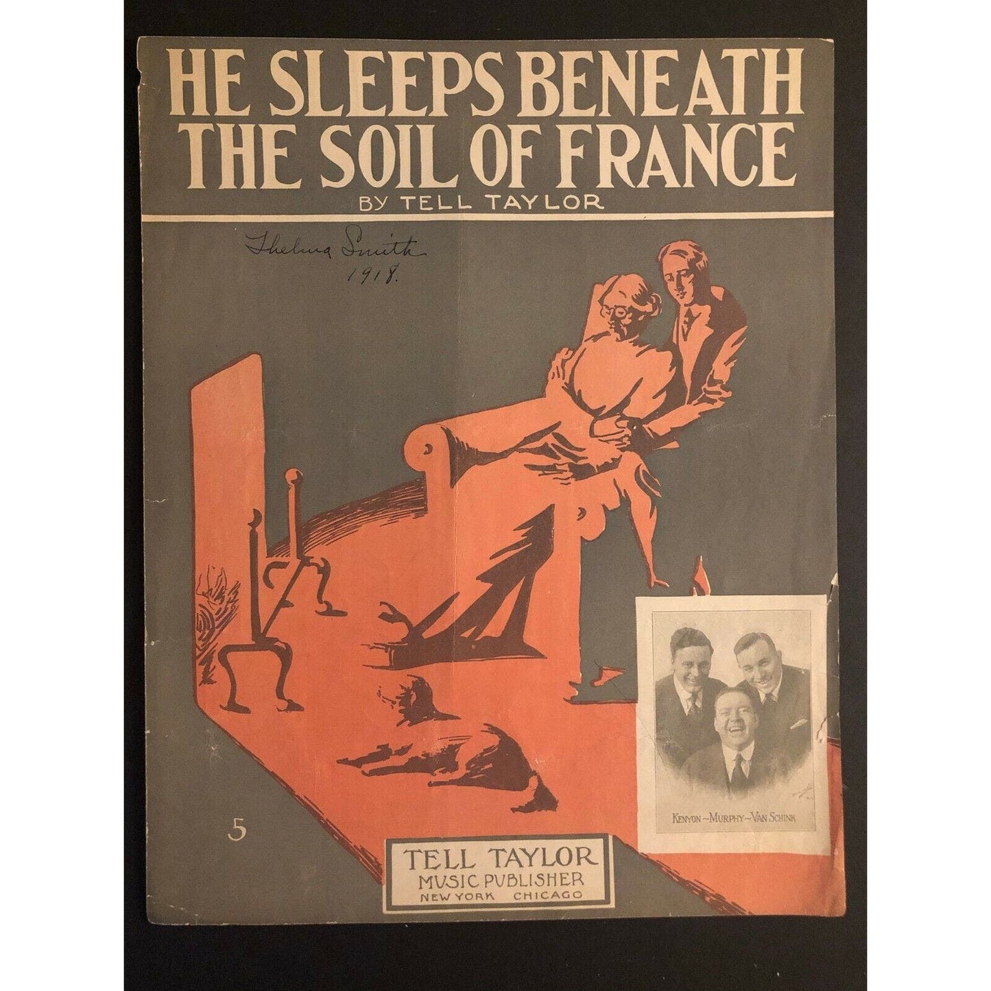 Vintage WWI Sheet Music "He Sleeps Beneath the Soil of France"