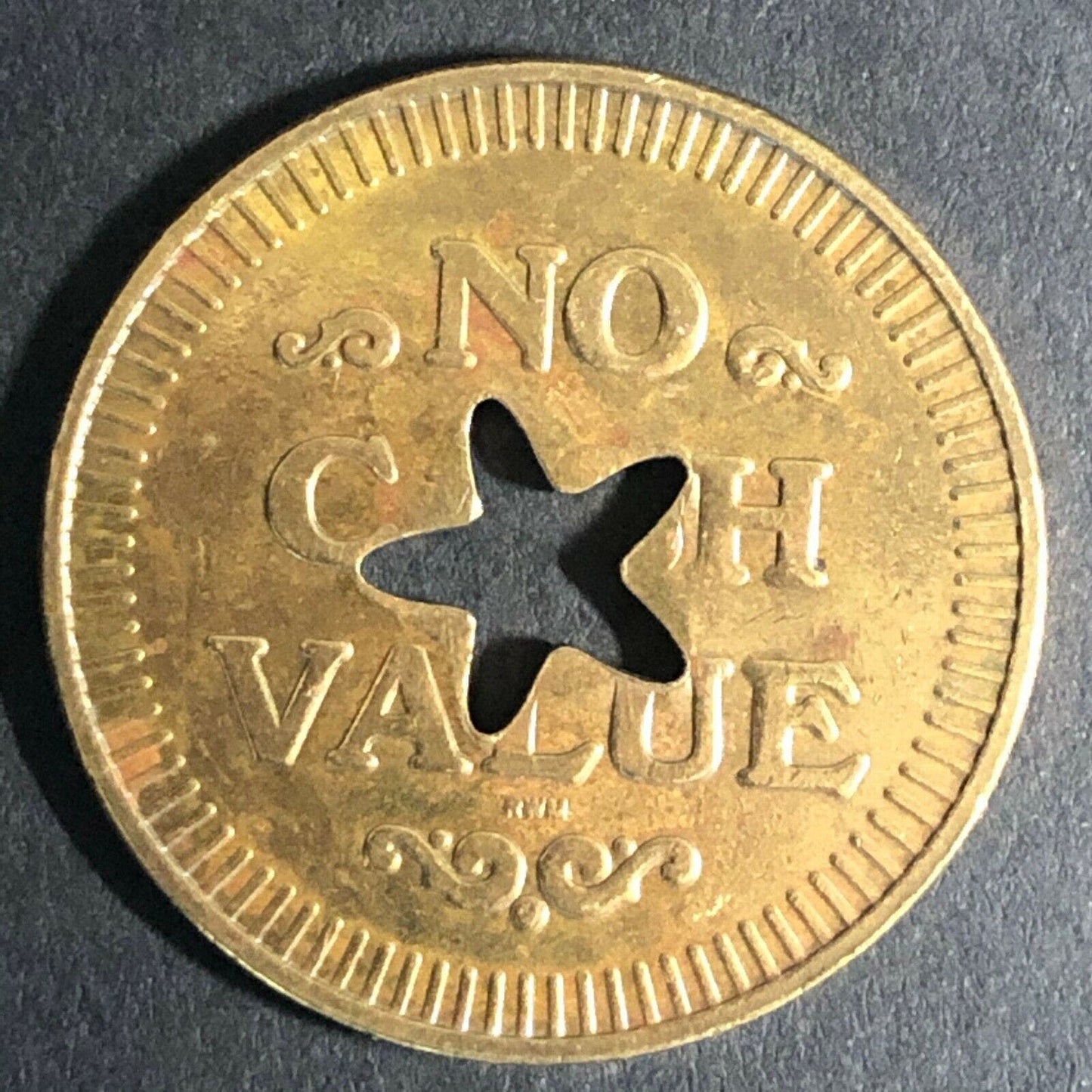25mm Car Wash Brass Token w/ Star Shape Punch Out - Fauver Coll.