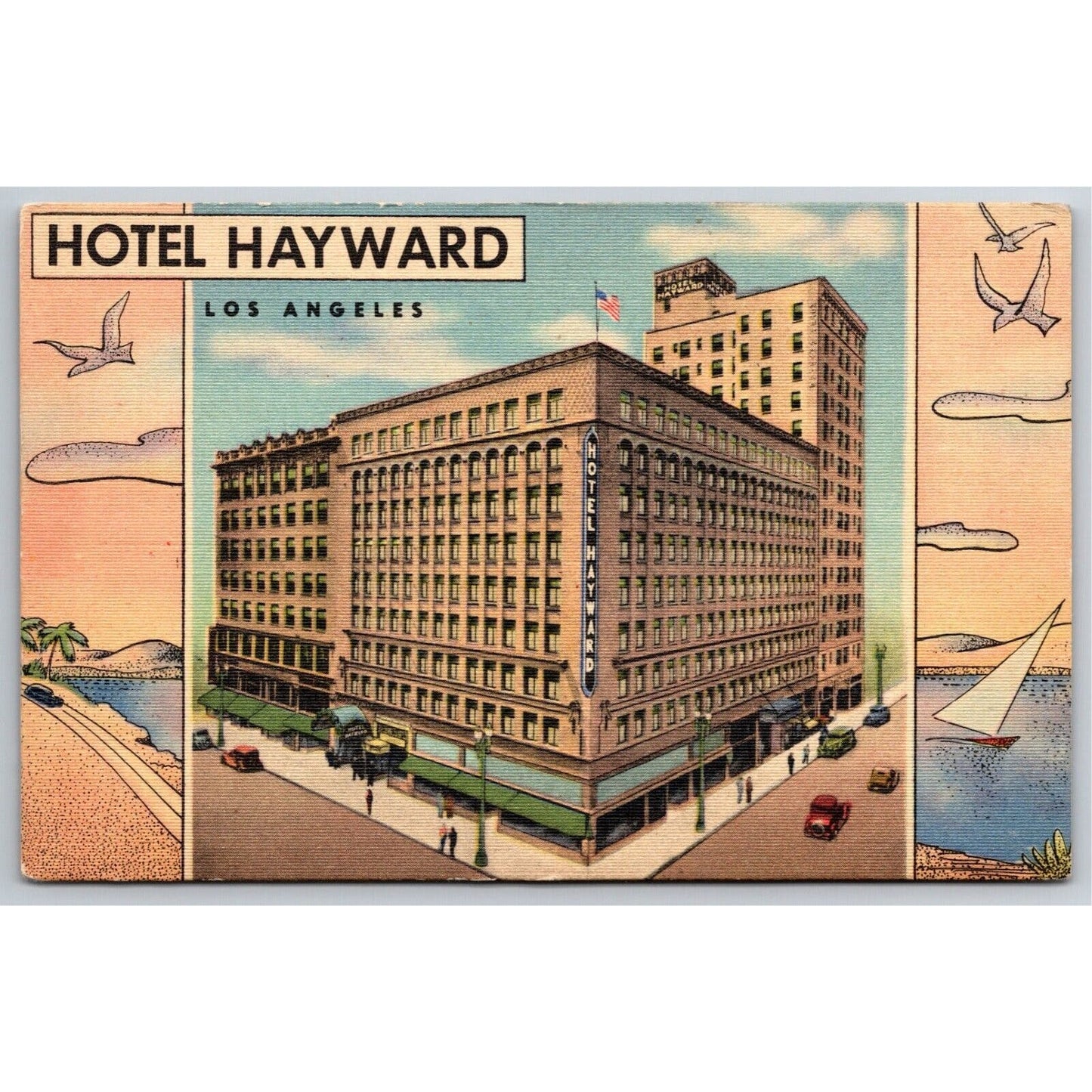 Hotel Hayward Los Angeles Linen Postcard NP c1930's VGC "Rooms Available Now!"