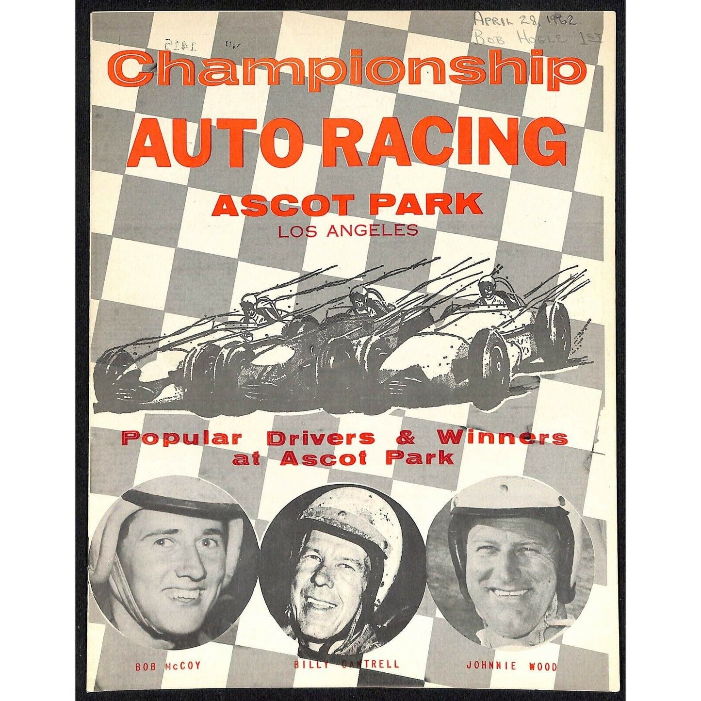 Scarce April 28 1962 CRA Sprint Car Auto Racing Program Ascot Park Gardena 12pp.