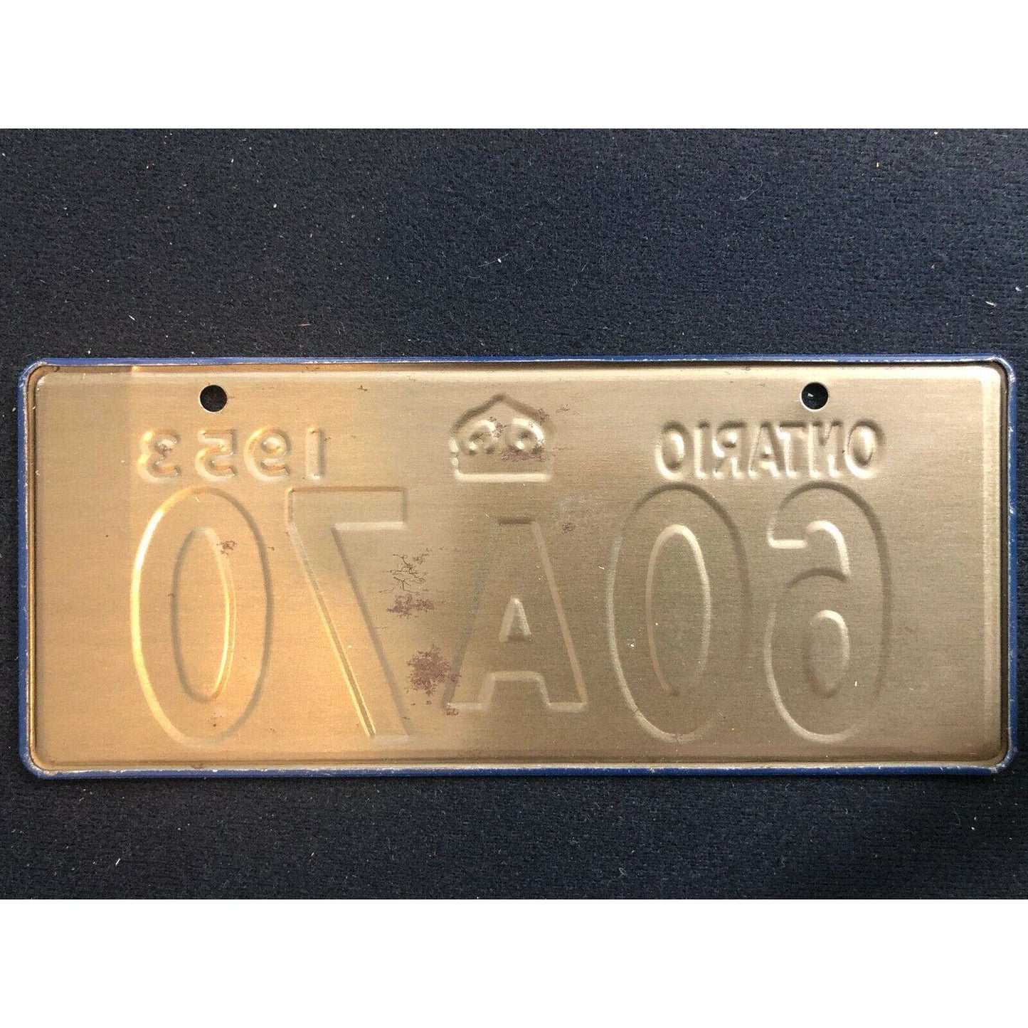 1953-54 General Mills Wheaties Tin Mini Bicycle License Plate - Ontario
