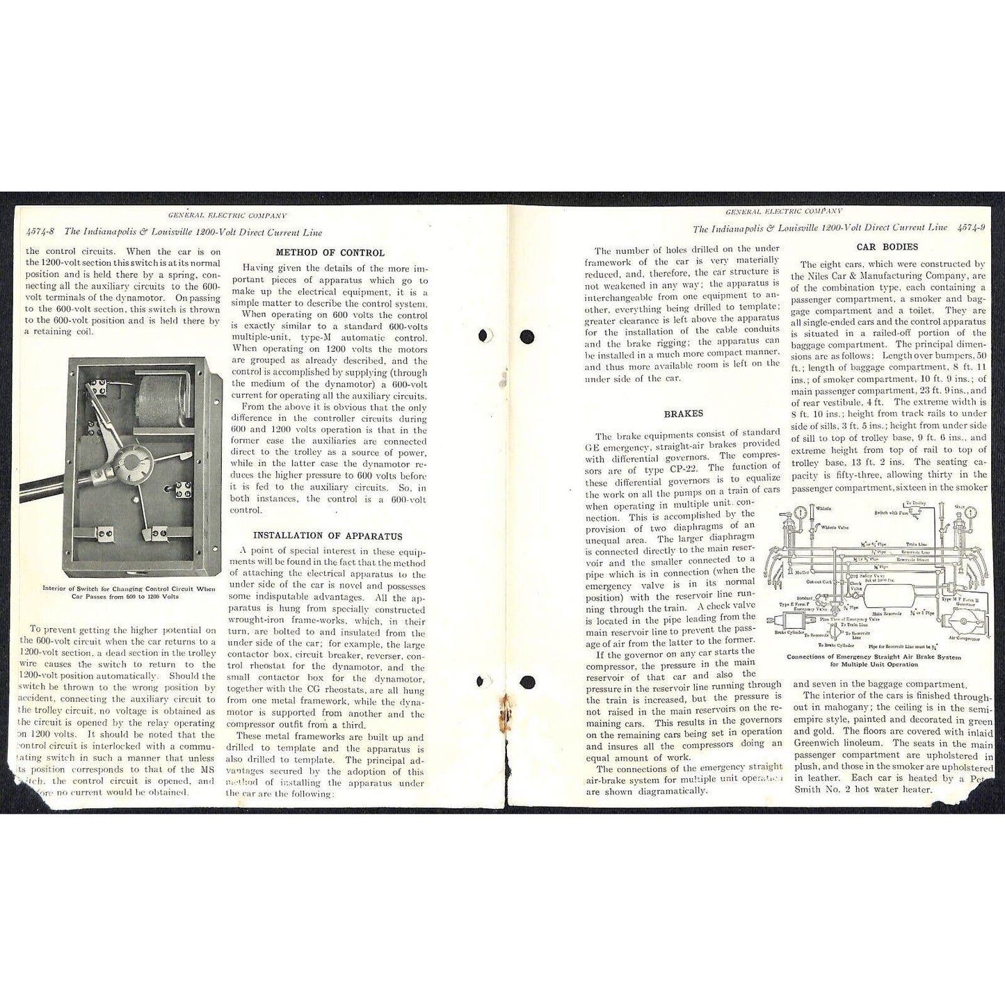 General Electric 10pp Railway Dept. IN & Louisville 1200 Volt DC Line Railroad