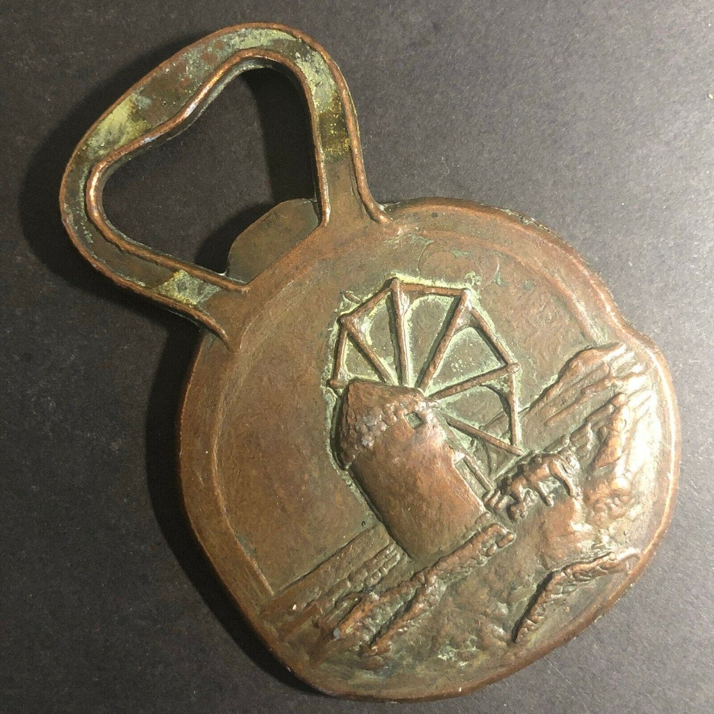 Vintage Beverage Bottle Cap Opener Art "Netros ?" w/ Egret ? Windmill ?
