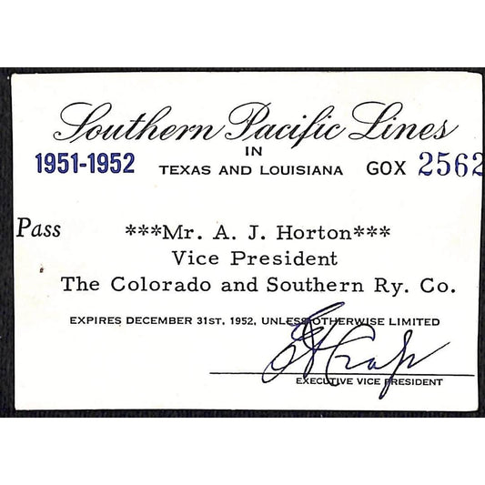 1951 - 1952 Sothern Pacific Lines in Texas and Louisiana Pass Horton Vice Press