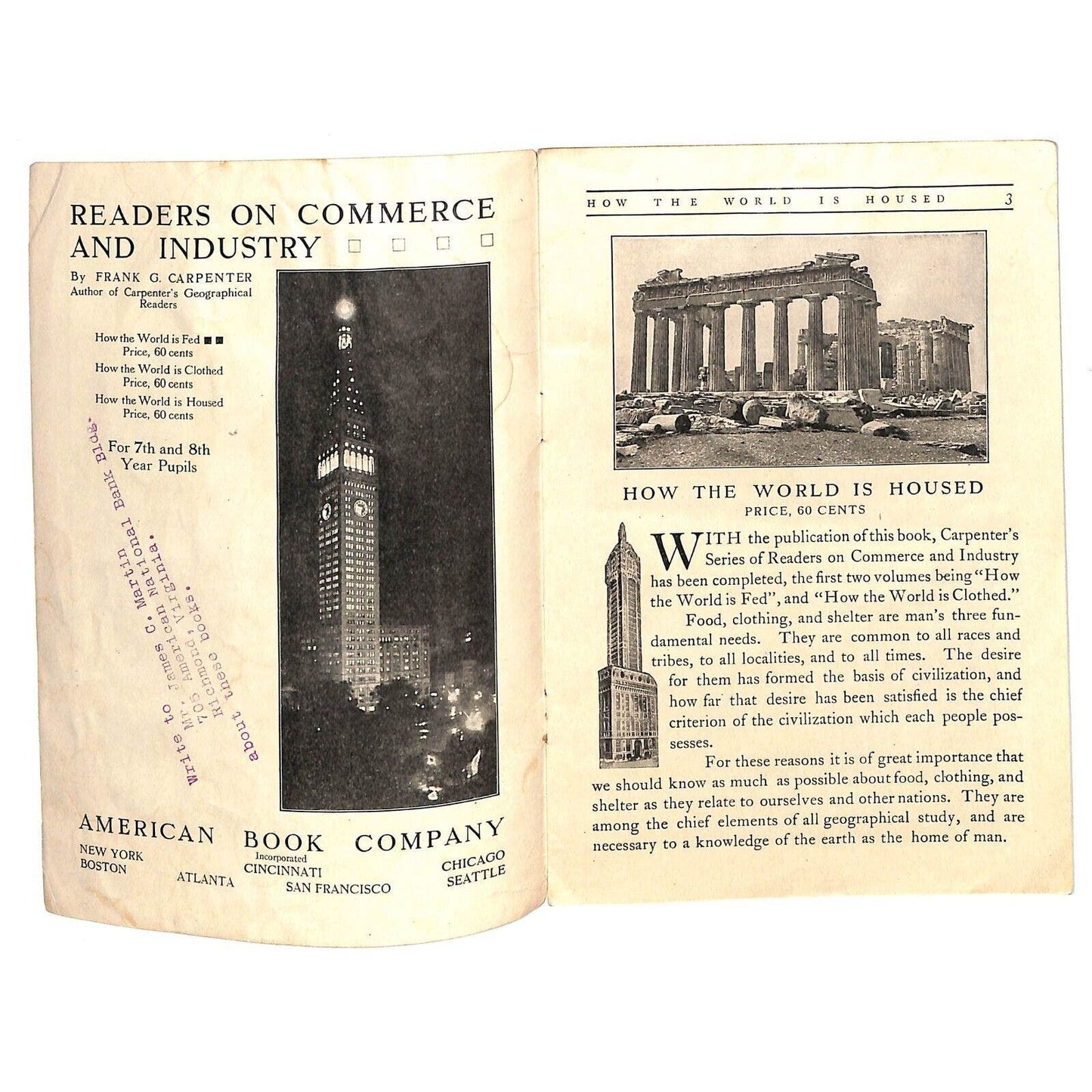 Carpenter's 1911 "How the World is Housed" Brochure 9pp Scarce