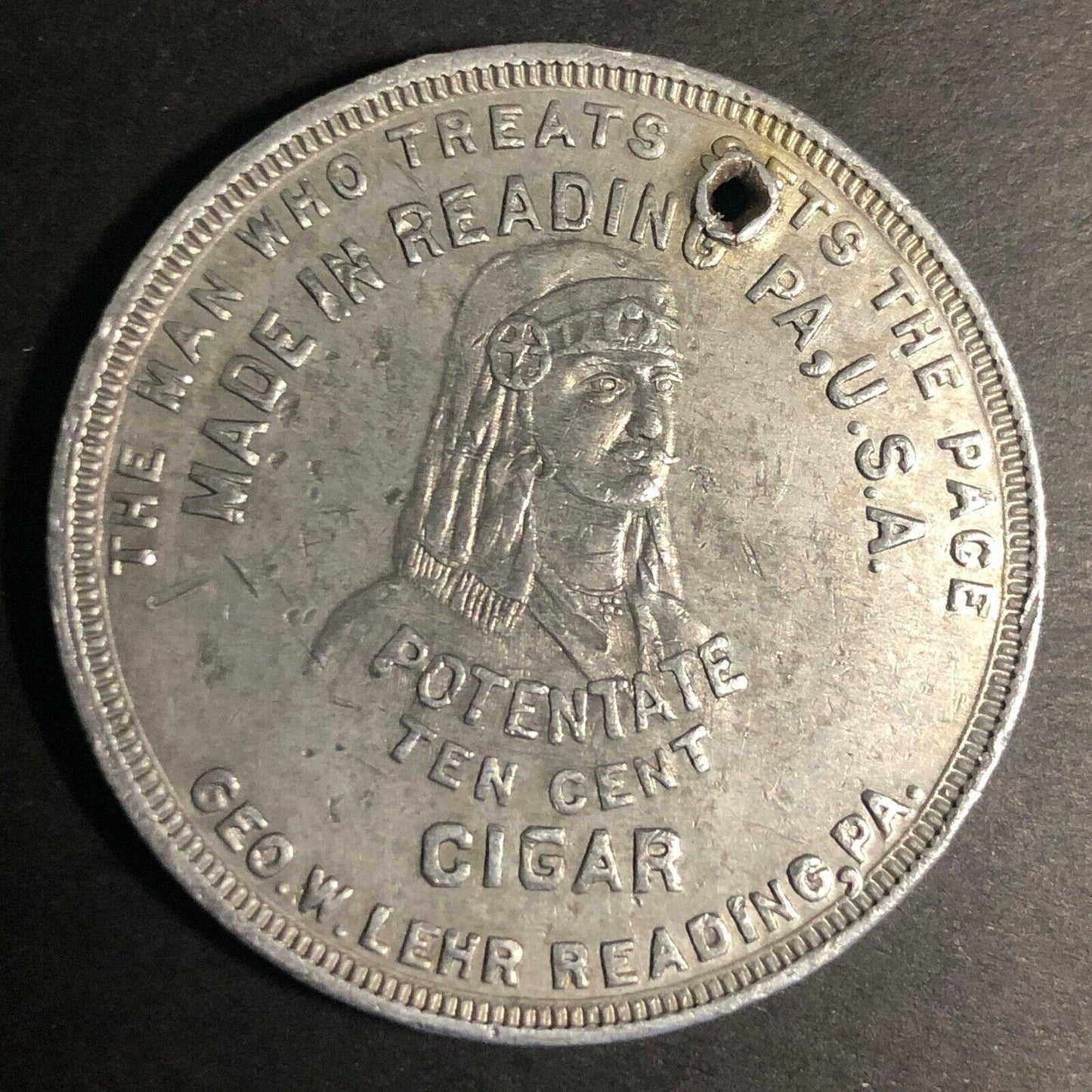 35.25mm Aluminum Potenate Ten Cent King of the Desert Cigar Token - Fauver