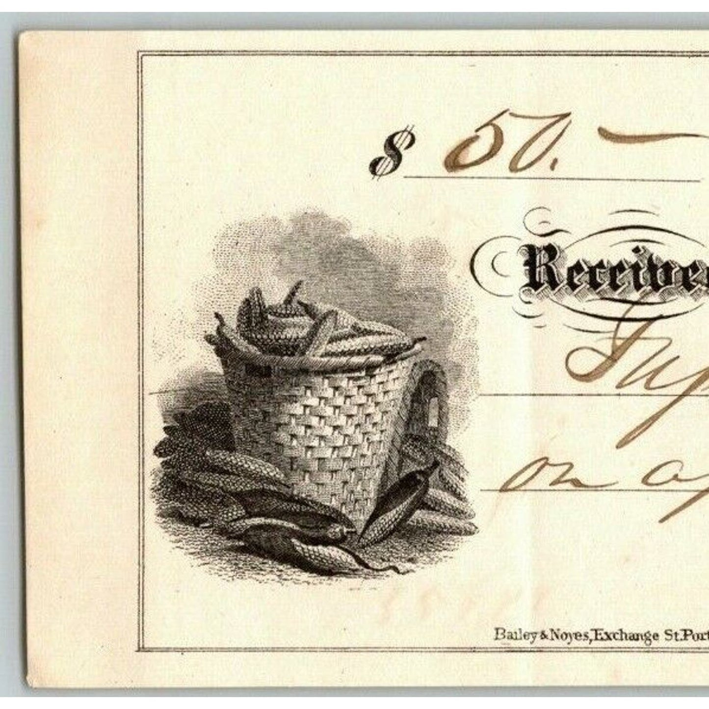 1869 Portland Bank Check - Rebuilding After "The Great Fire" July 4 1866