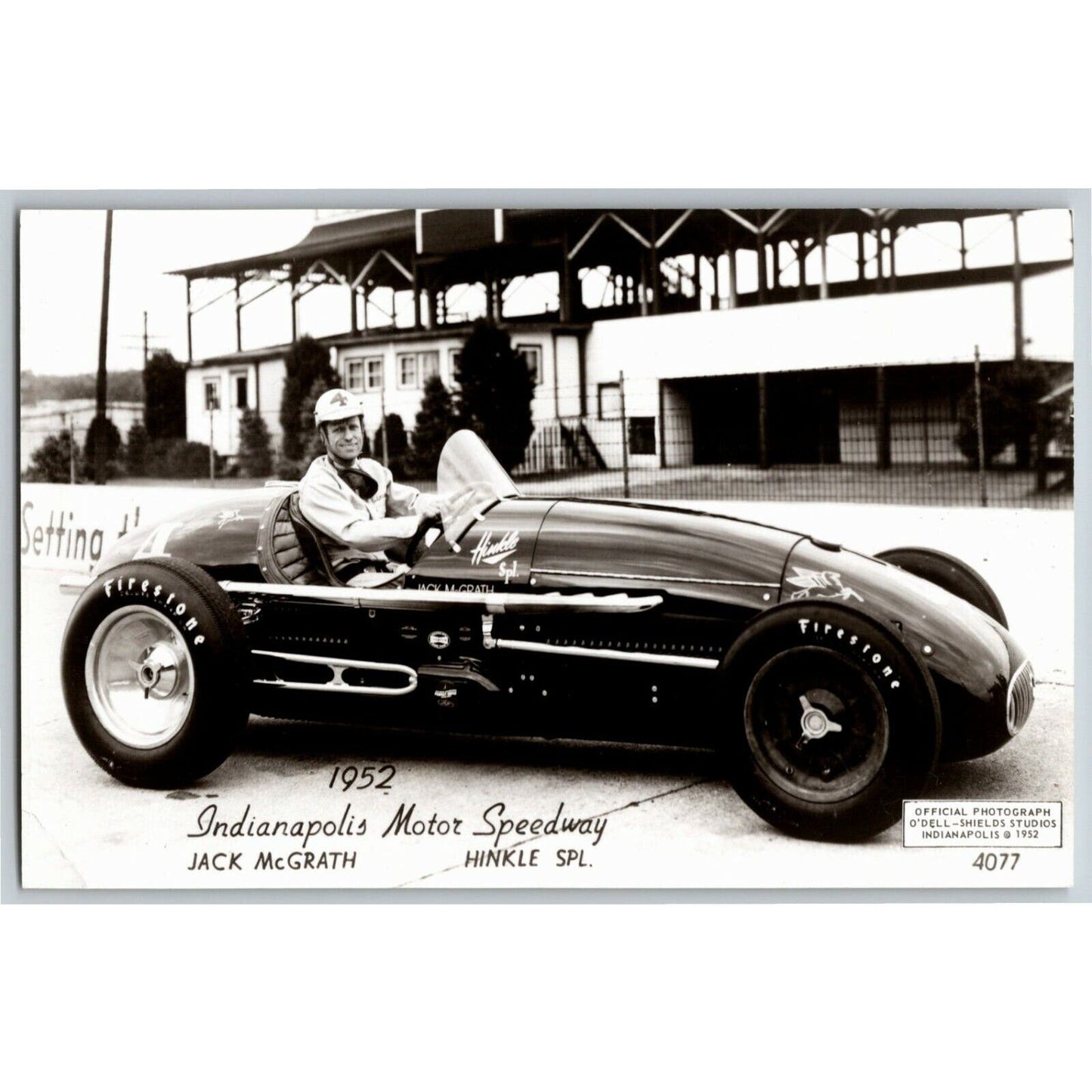 Indy 500 RPPC Postcard "1952 Jack McGrath" Official Race Photo Unposted VGC