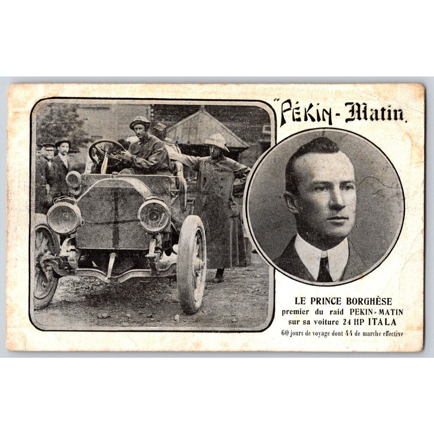 Auto Racing Postcard c1907 "Penkin - Matin" Le Prince Borghese Unposted Scarce