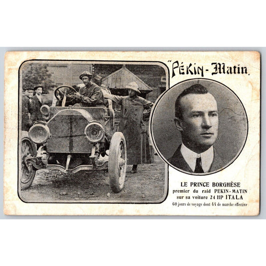 Auto Racing Postcard c1907 "Penkin - Matin" Le Prince Borghese Unposted Scarce