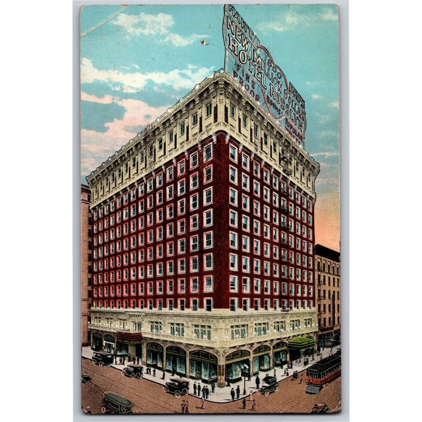 New Hotel Rosslyn Los Angeles, Cal Postcard 1924 PM w/ Rates & Heart Art