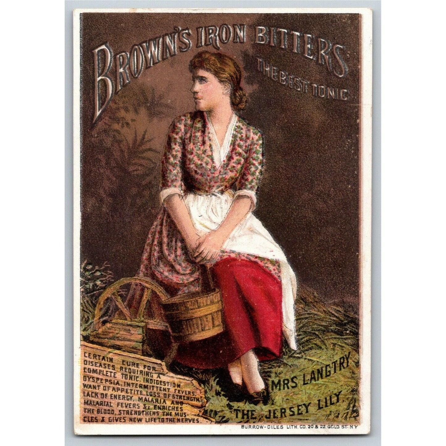 Brown's Iron Bitters Langtry "The Jersey Lily" Baltimore -- Victorian Trade Card