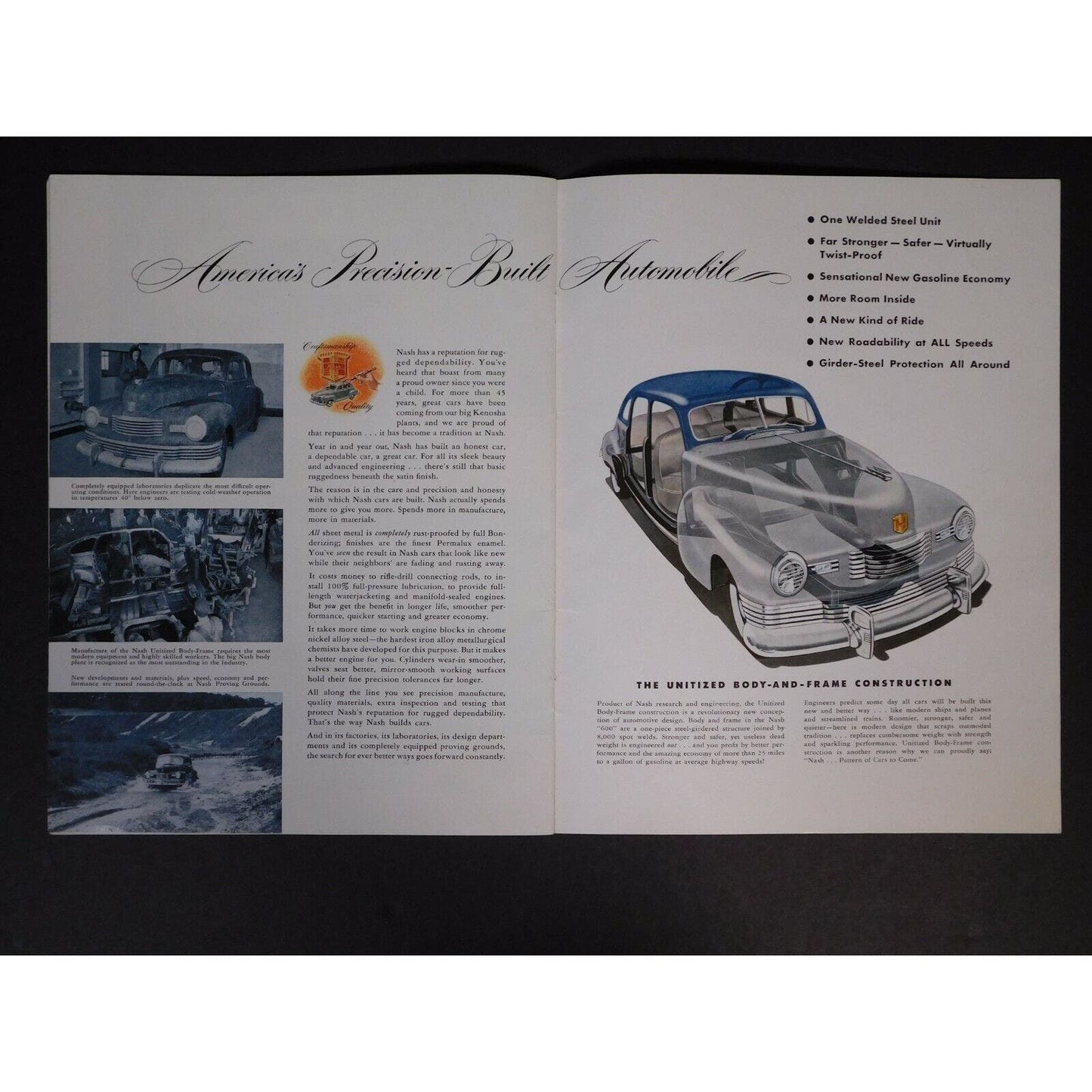 1948 Nash Ambassador "600" Color Sales Brochure Very Good Condition