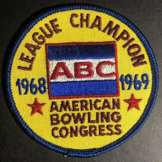 American Bowling Congress ABC Vintage Embroidered Patch 1968-1968 League Champ