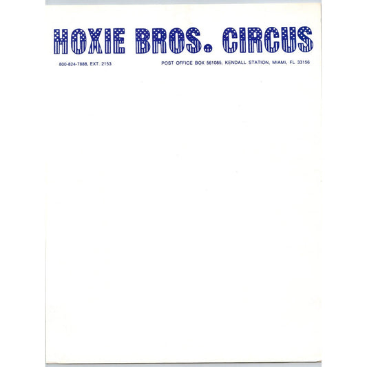 Hoxie Bros. Circus Letterhead c1976 Stars Stripes Font Scarce