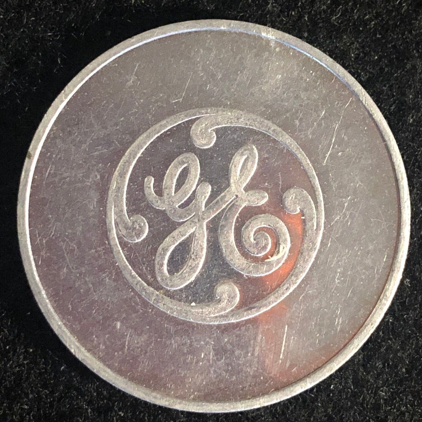 GE General Electric Semiconductor 10th Anniv. Alum. Medallion / Token 32mm c1960