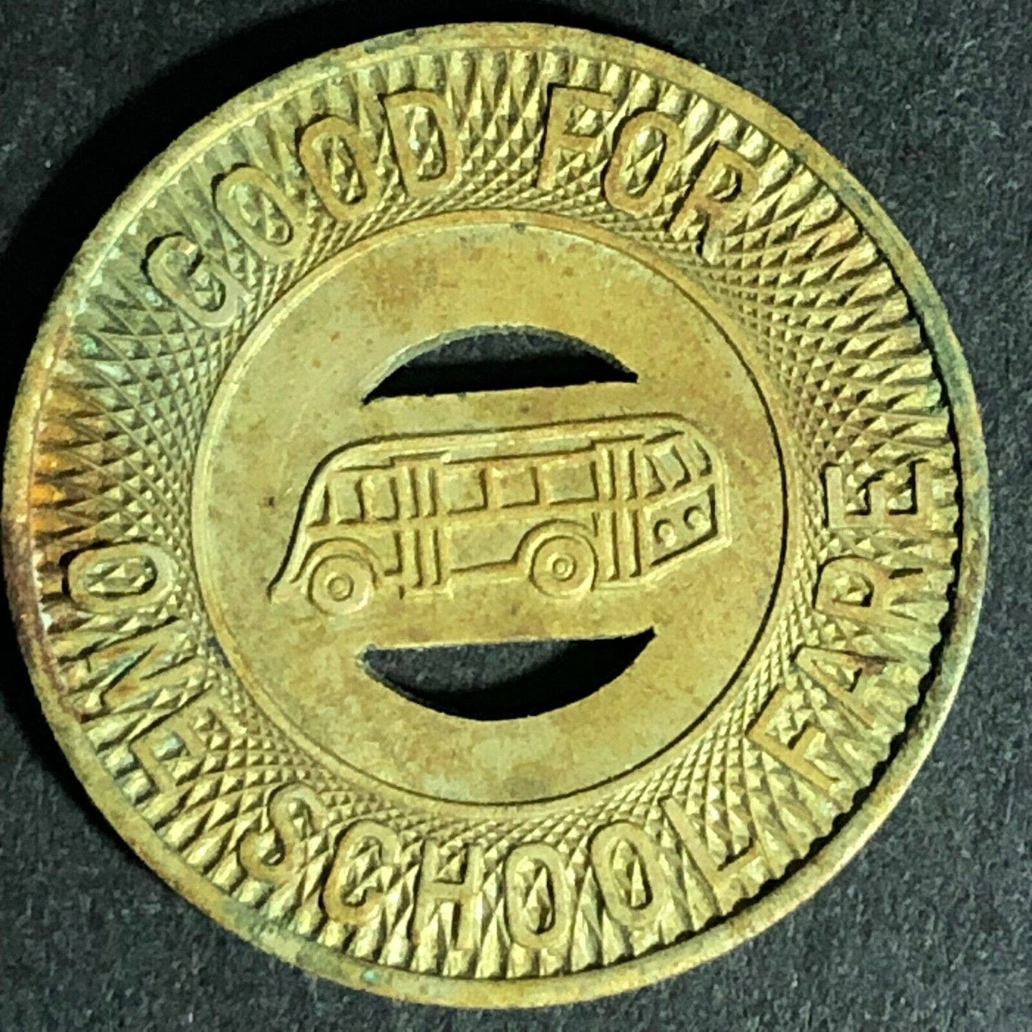 Vintage Jacksonville Coach Co. G/F - One School Fare Transit Token 22mm