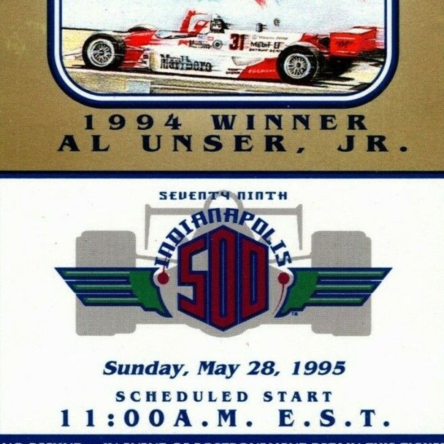 Indy 500 1995 Ticket Stub "Indianapolis 500" $65 Adm. Seat 7 w/ IMS Lanyard