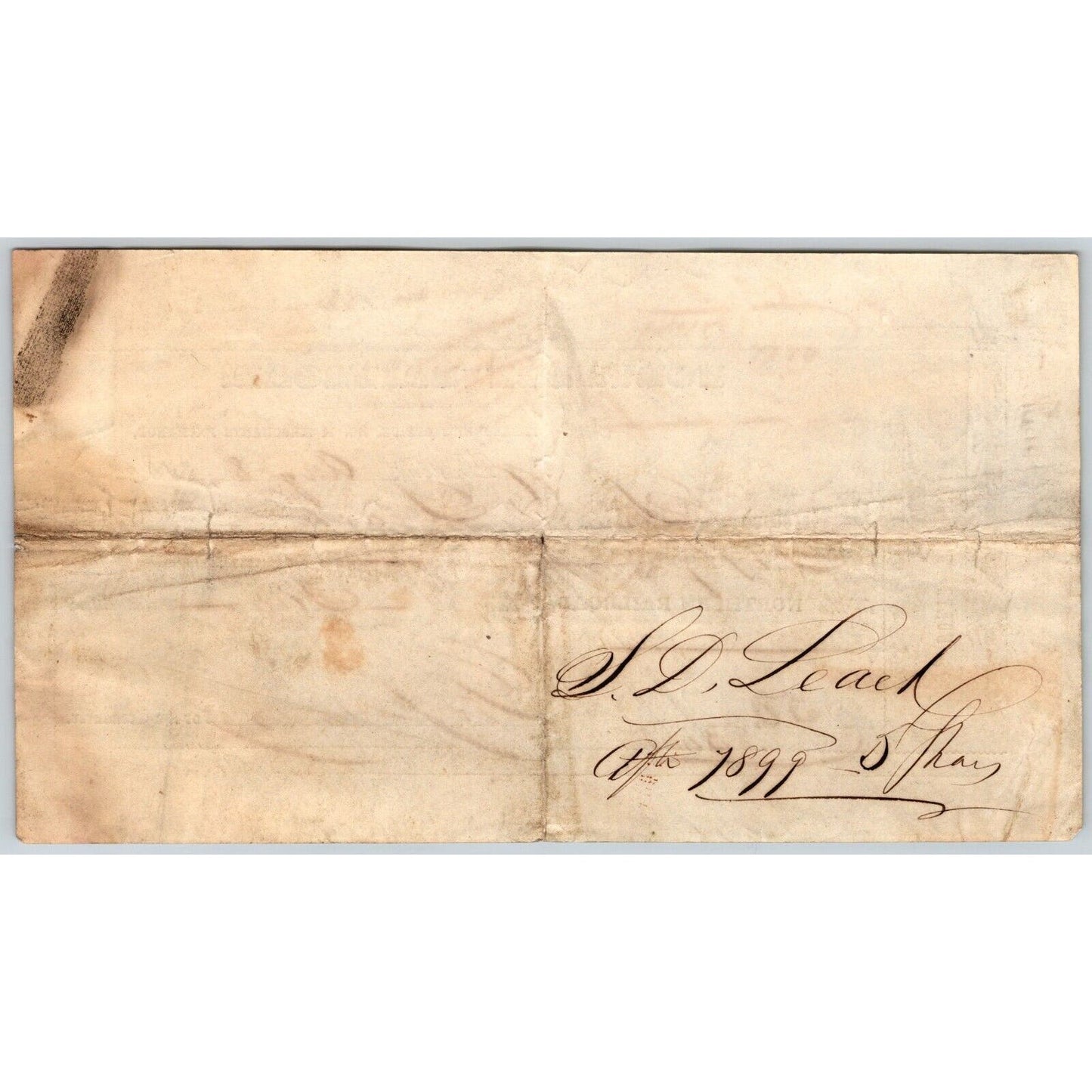 1848 Boston, MA - Northern Railroad Treasurer Stock Receipt Simon D. Leach