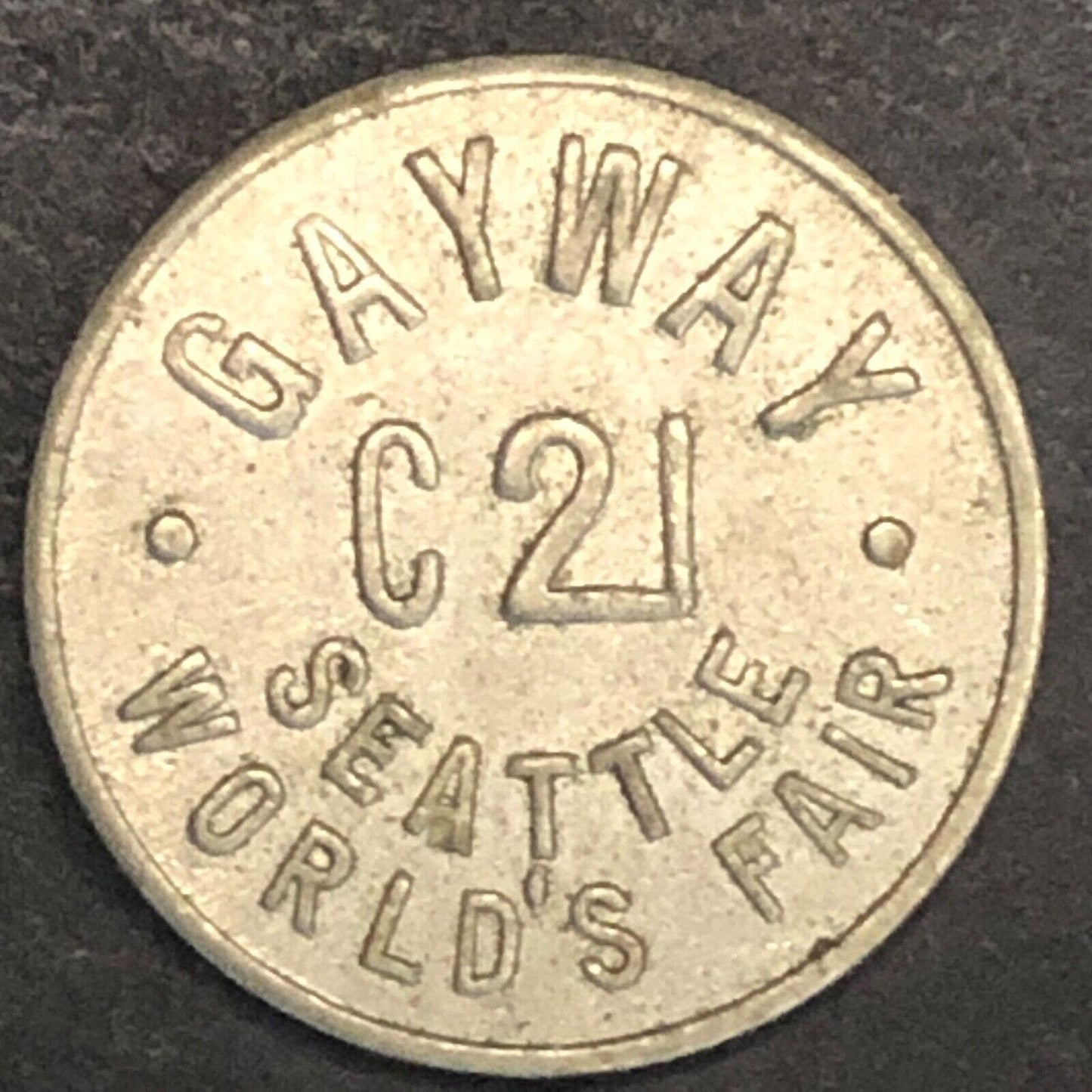 Gayway 1962 Seattle World's Fair "C 21 Century 21" Brass Token / 16.41mm Scarce