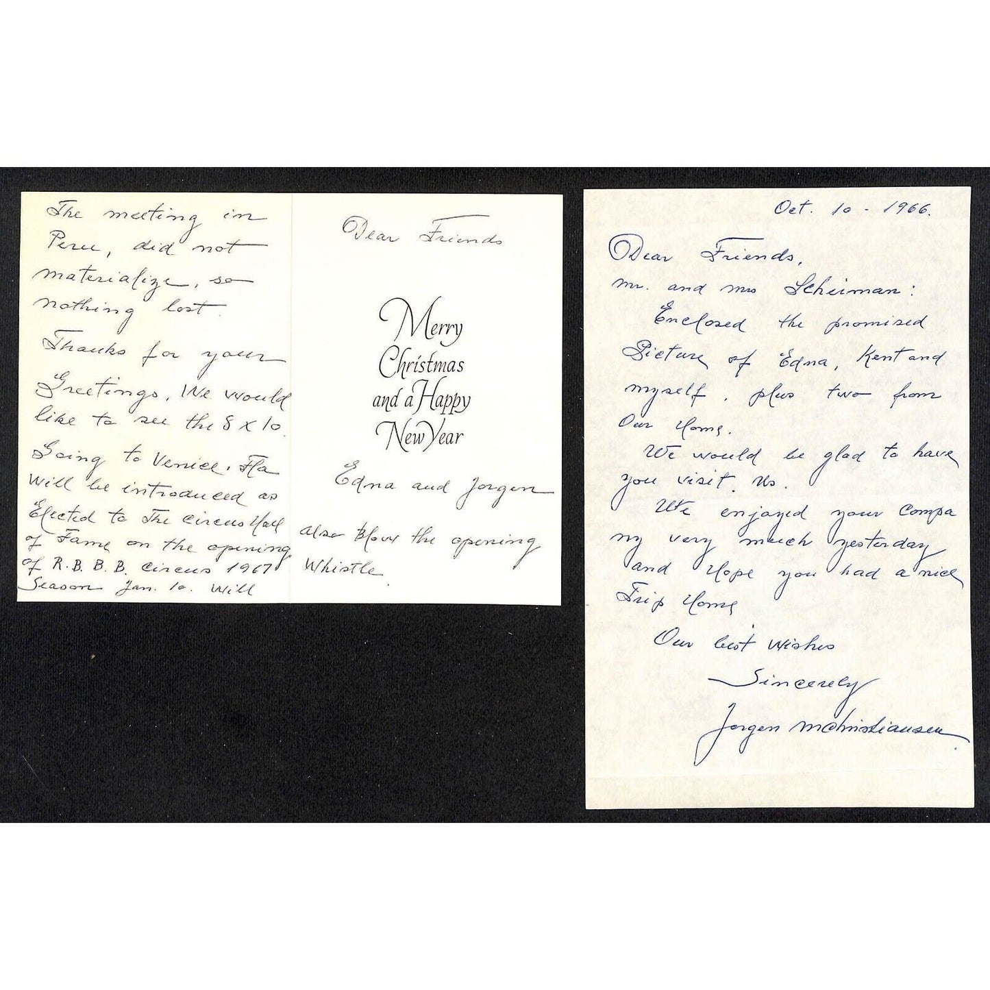 Group of Mostly 1970's Circus Letterheads & 2 1960's Hand Written Cards