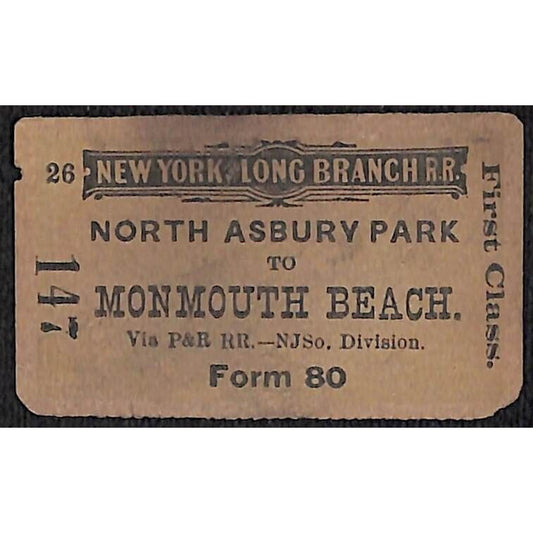 New York & Long Branch Railroad 1896 Monmouth Beach / North Asbury Park #147