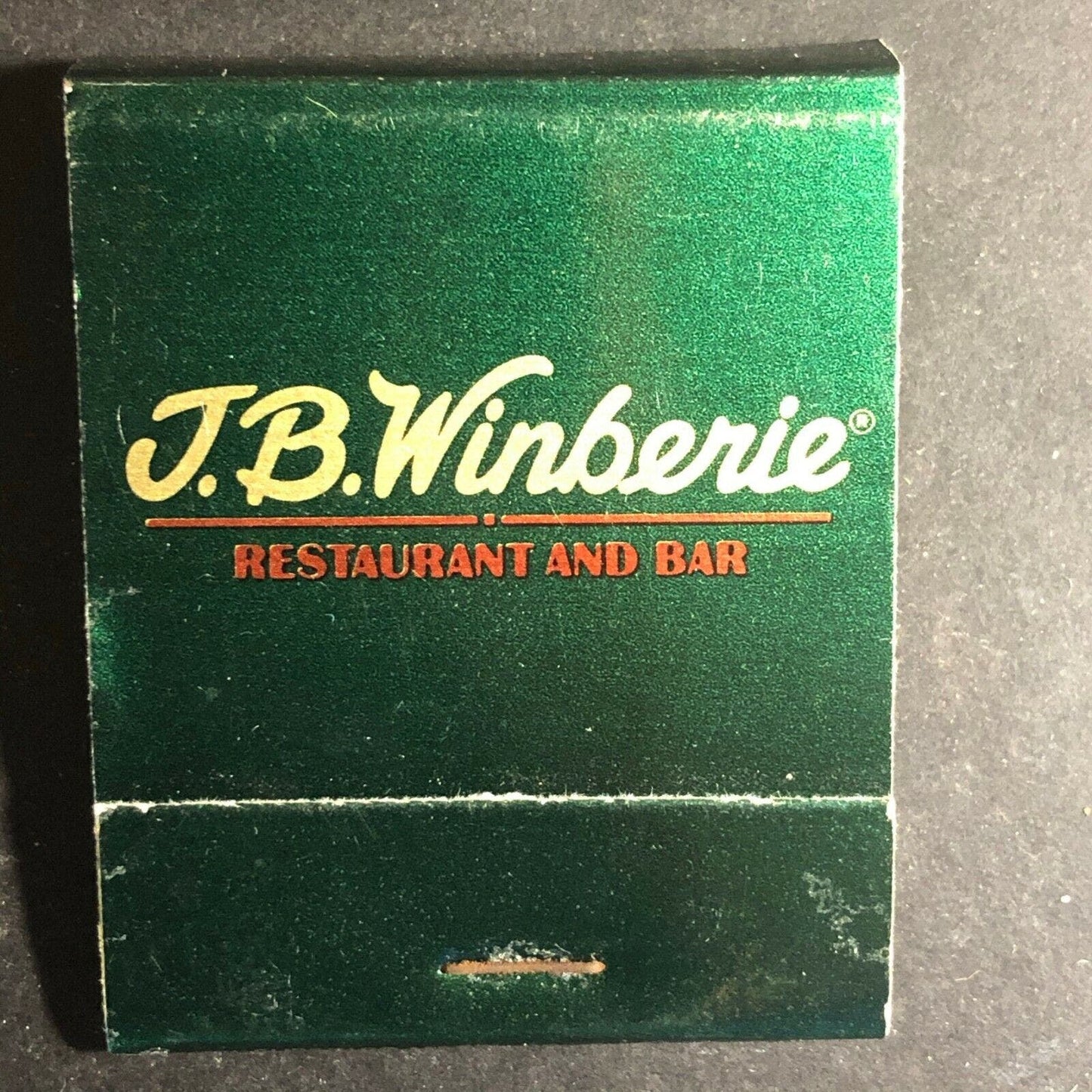 Vintage 1980's-90's Matchbook J.B. Winberie Restaurant Hamden, CT