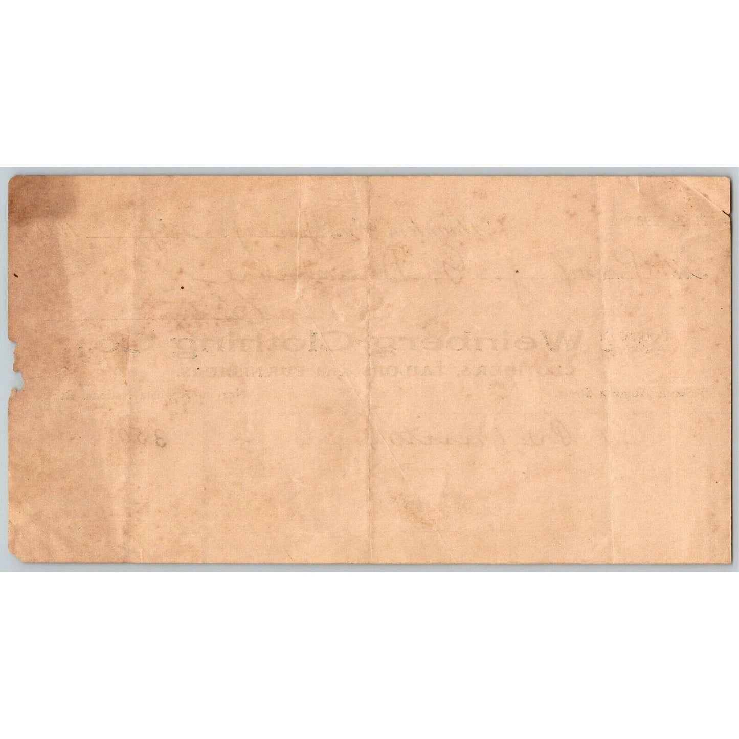 1903 Scarce Weinberg Clothing Co. Tailors Billhead Letterhead Staunton, VA