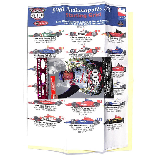 2005 Indy 500 Ticket Stub / Starting Grid & Lanyard From The Ron Burton Estate