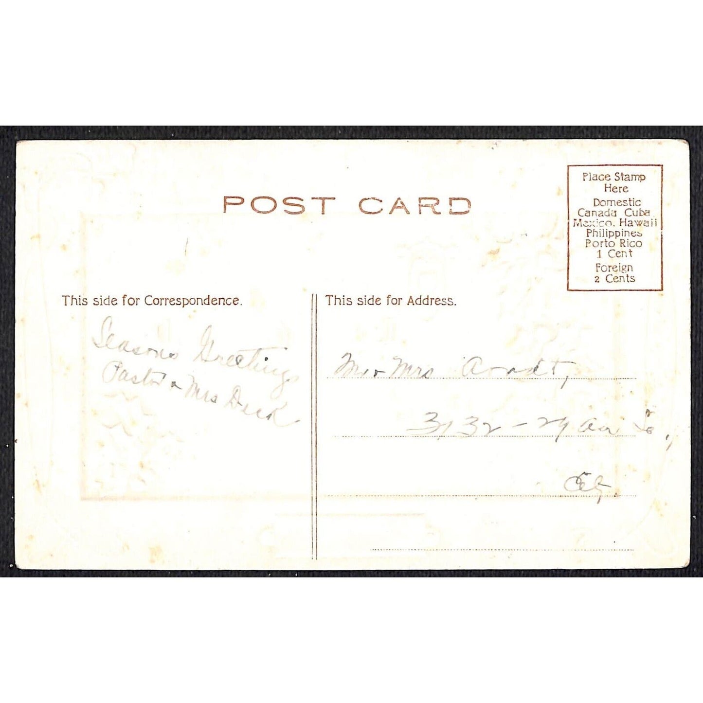 Christmas Postcard Poem Holly Self Framed Embossed c1910
