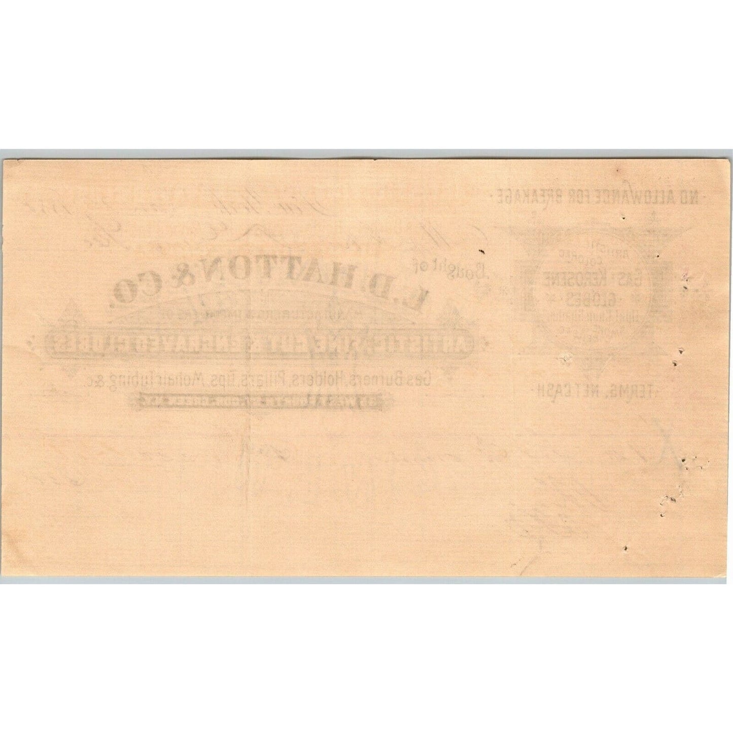 1888 L.D. Hatton & Co. Billhead Letterhead Fine Cut Globes 38 West Fourth St NYC