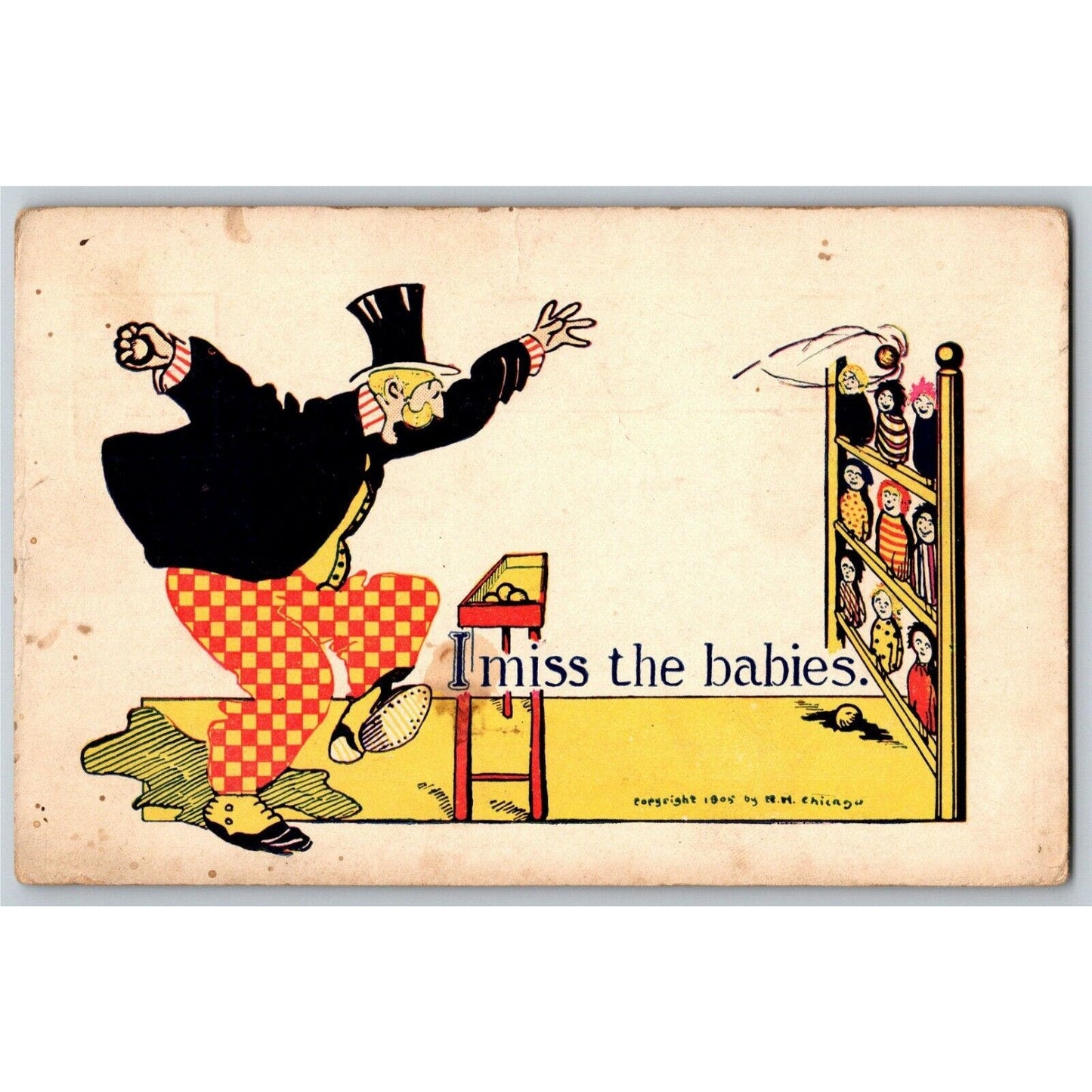 "I Miss the Babies" c1905 Undivided NP Comic Midway Humor Postcard