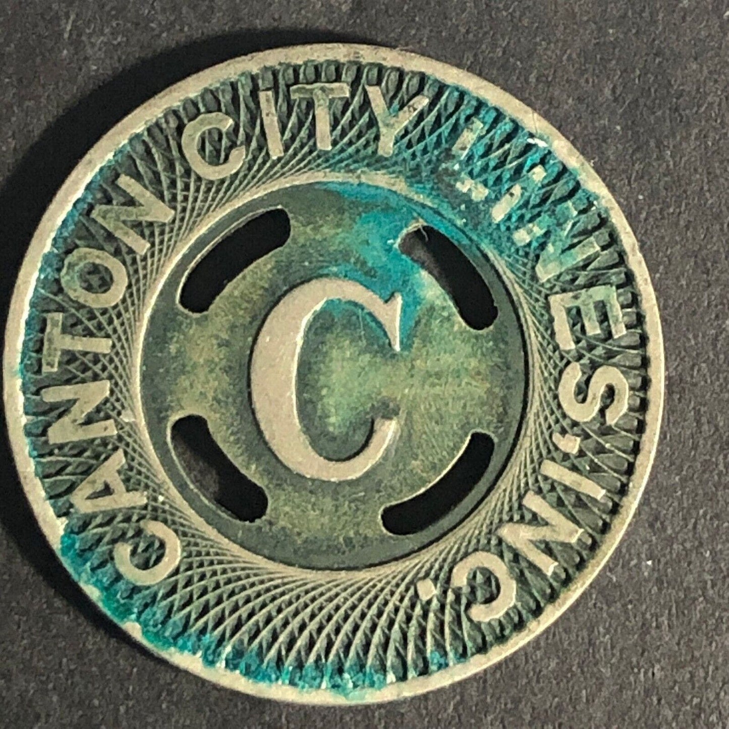 Canton City Lines Inc. "C" G/F One Fare Brass Transit Token -- 22.71mm