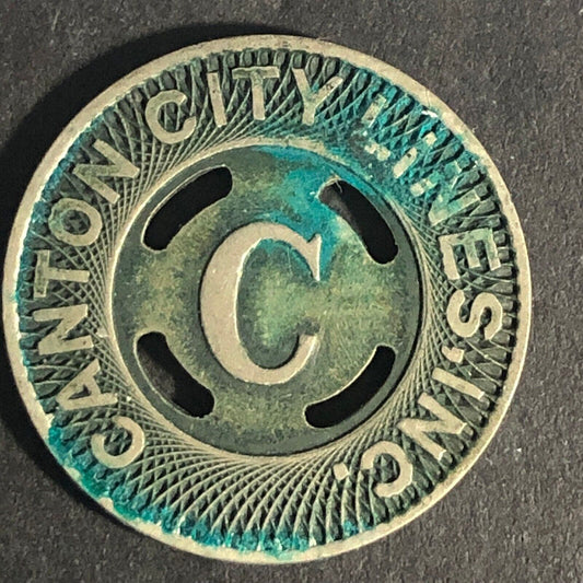 Canton City Lines Inc. "C" G/F One Fare Brass Transit Token -- 22.71mm