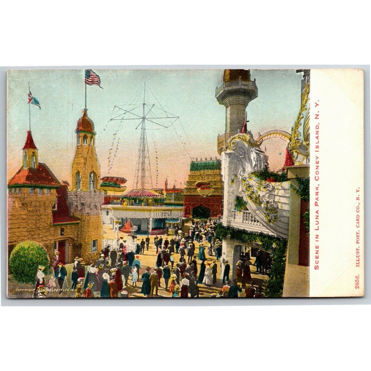Vintage c1907-10 Postcard "Scene in Luna Park" (Illustrated PC Co. NY)