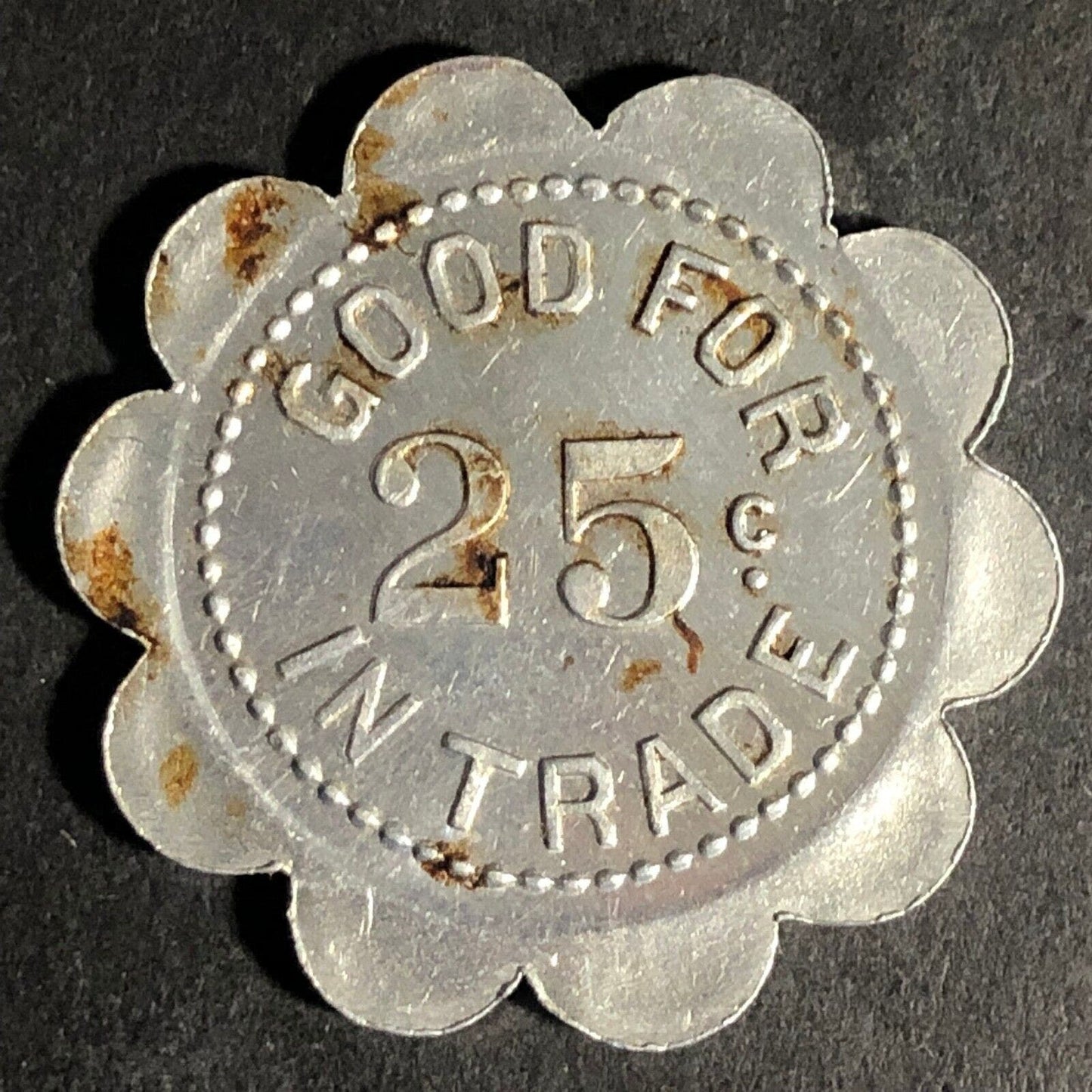 686 Club Ballroom (UAW - Lockport, NY) G/F 5c Scalloped Alum Token 29mm