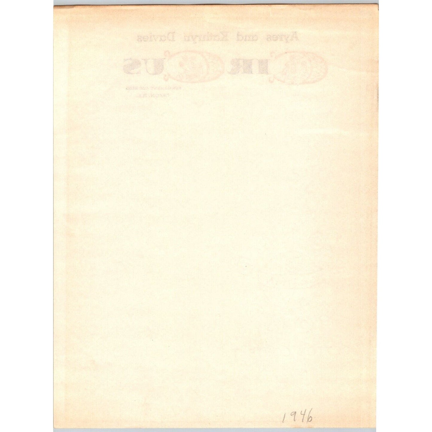 Ayres and Kathryn Davies Circus Letterhead c1946 Dixon, IL Clowns Scarce