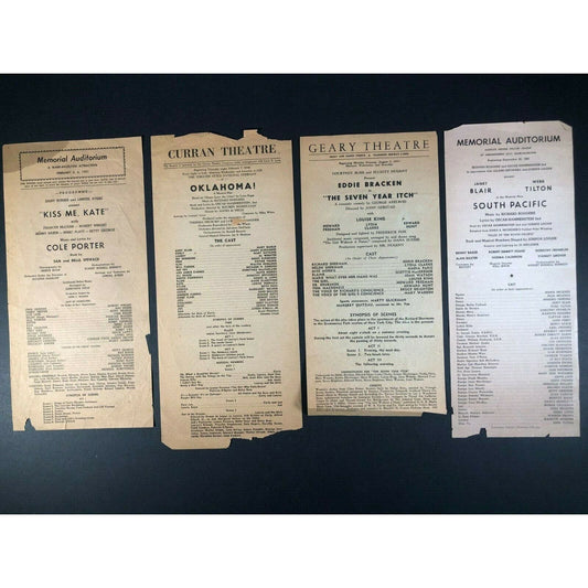 Group of 4 194o's-5o's San Francisco Musical Theater Playbills South Pacific +