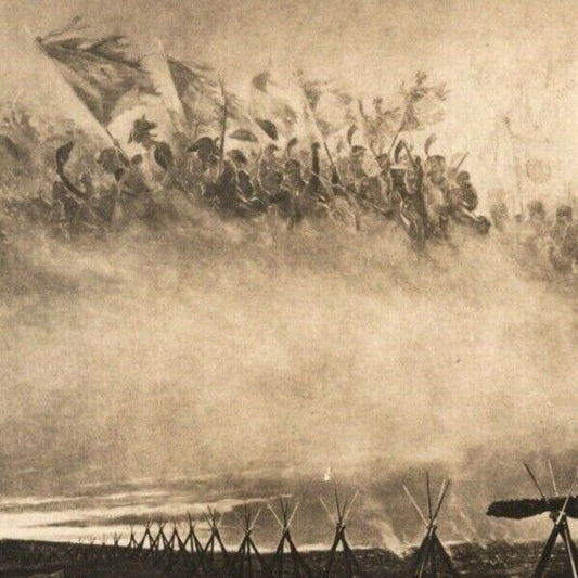 c1914-18 Russian Military Art Postcard - Sleeping Soldiers Dream of Attack?