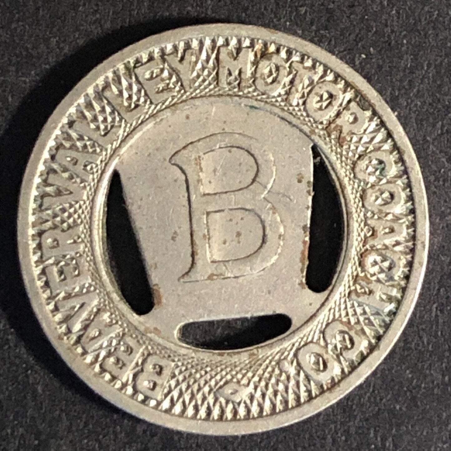 Beaver Valley Motor Coach Co. (PA) WM G/F One Zone Fare Token 20mm c1950
