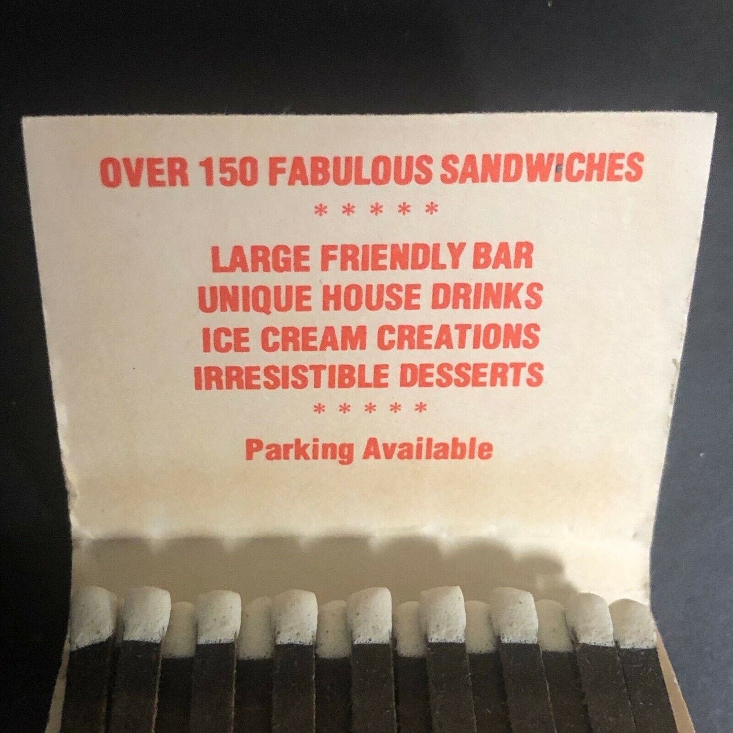 Vintage c1970's-80's Full Matchbook "D. B. Levy's Restaurant / Bar" Westwood