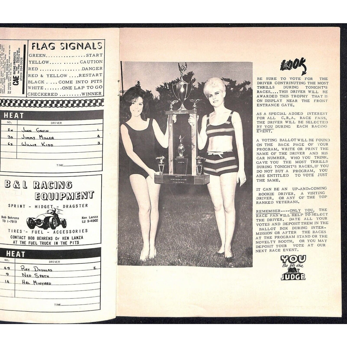 Scarce Aug 19 1964 Big Car Auto Racing CRA Program Miss Ascot Gardena, CA 10pp.
