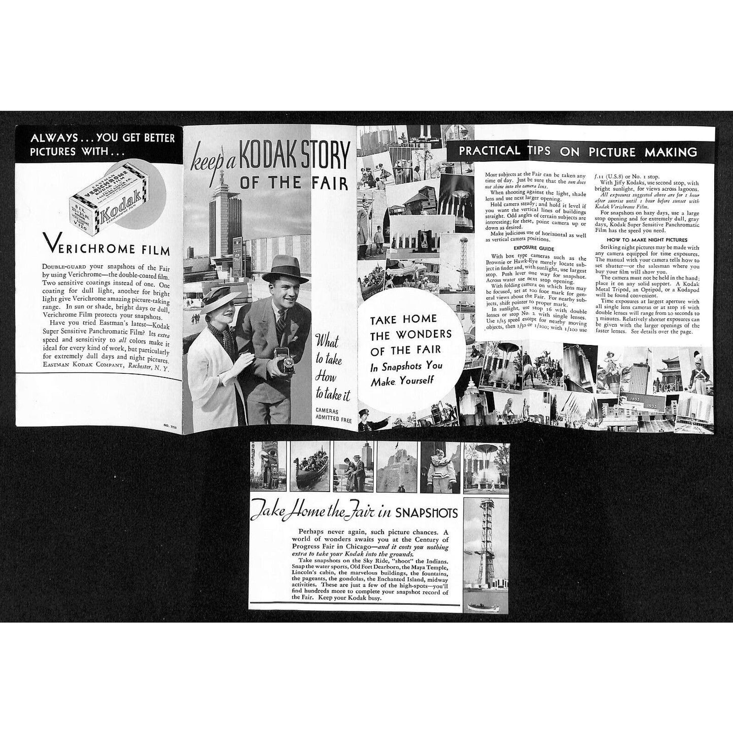 "Keep a Kodak Story of the Fair" +Verichrome Brochure 1934 Chicago World's Fair