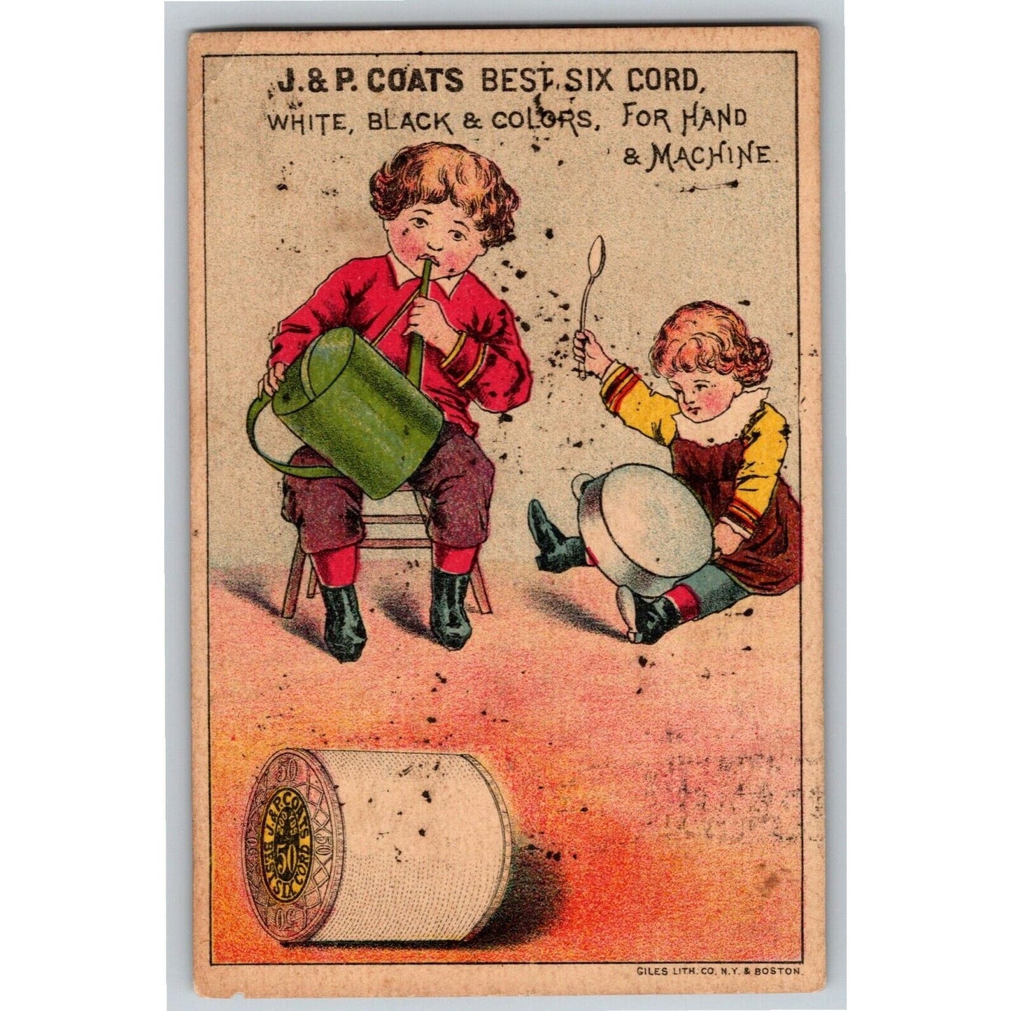 J. P. Coats Six Cord Thread John B. Ammous Confectioneries Victorian Trade Card