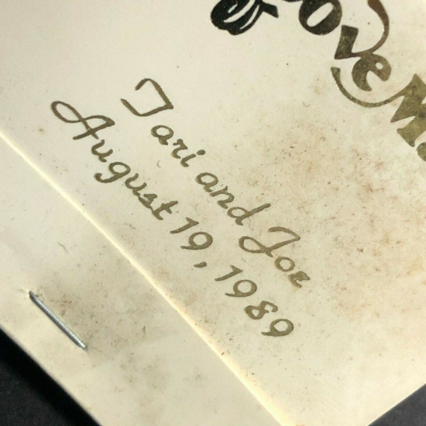 1989 Full Wedding Matchbook "A Love Match" Tari and Joe August 19, 1989"