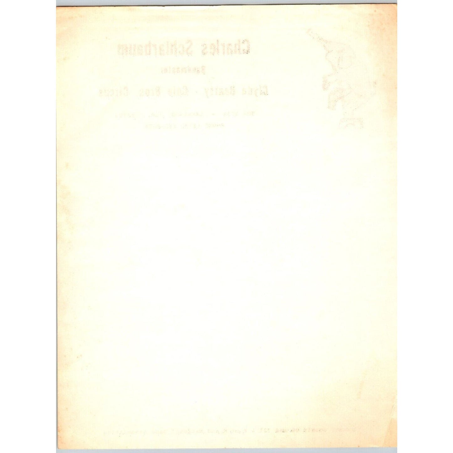 Charles Schlarbaum Bandmaster Clyde Beatty Circus Letterhead c1965-70's