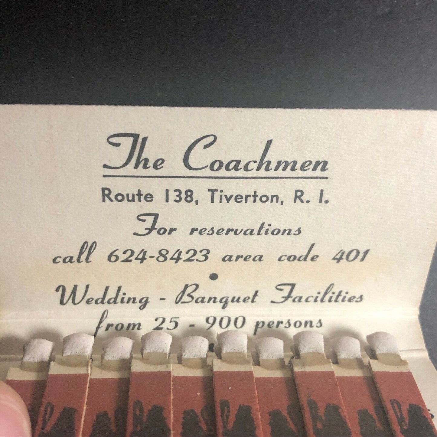 Scarce 70-80's Full Matchbook "The Coachmen" Tiverton, RI FEATURE