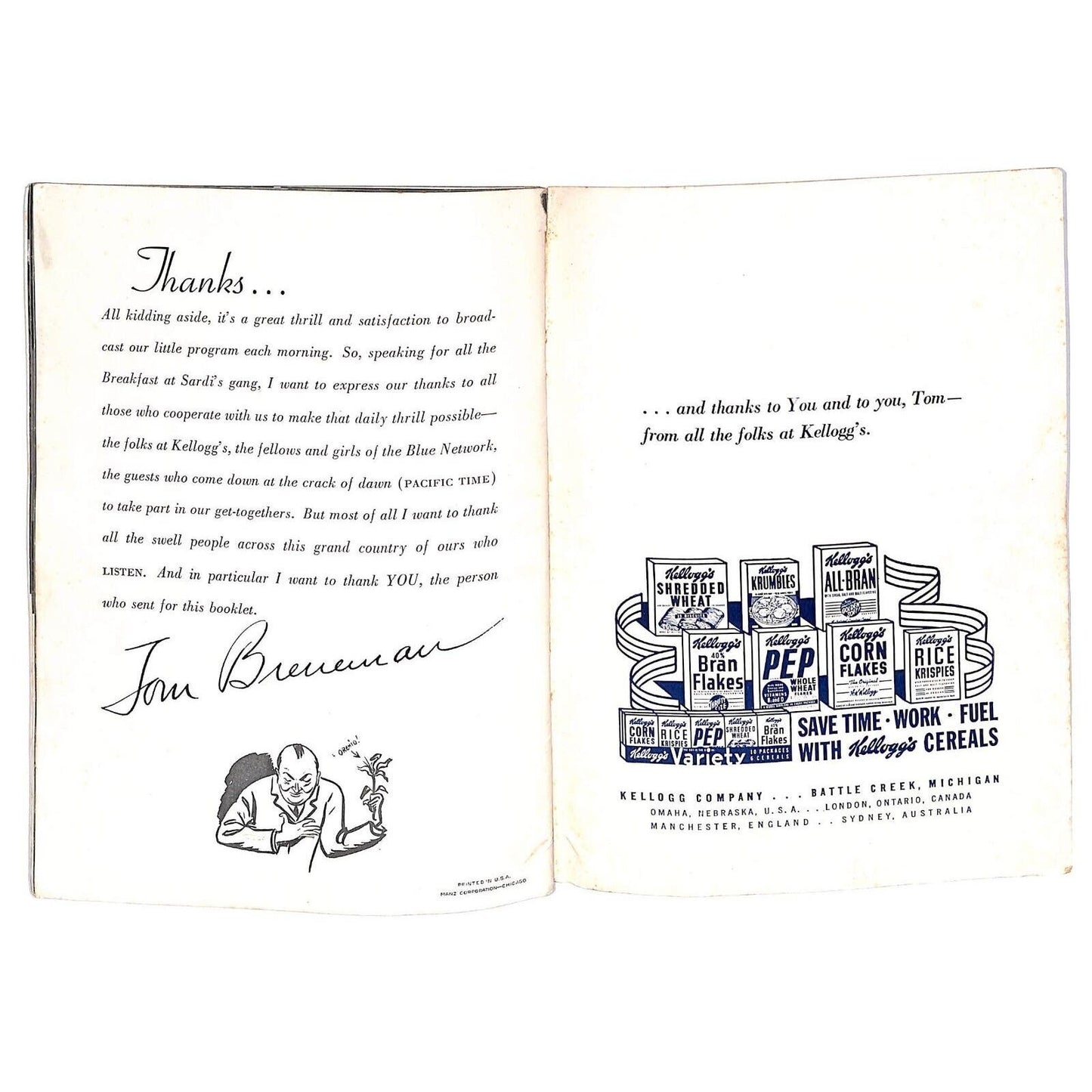 Kellogg's "200,000 for Breakfast" Tom Breneman Celebrity Comedy Booklet 1943 44p