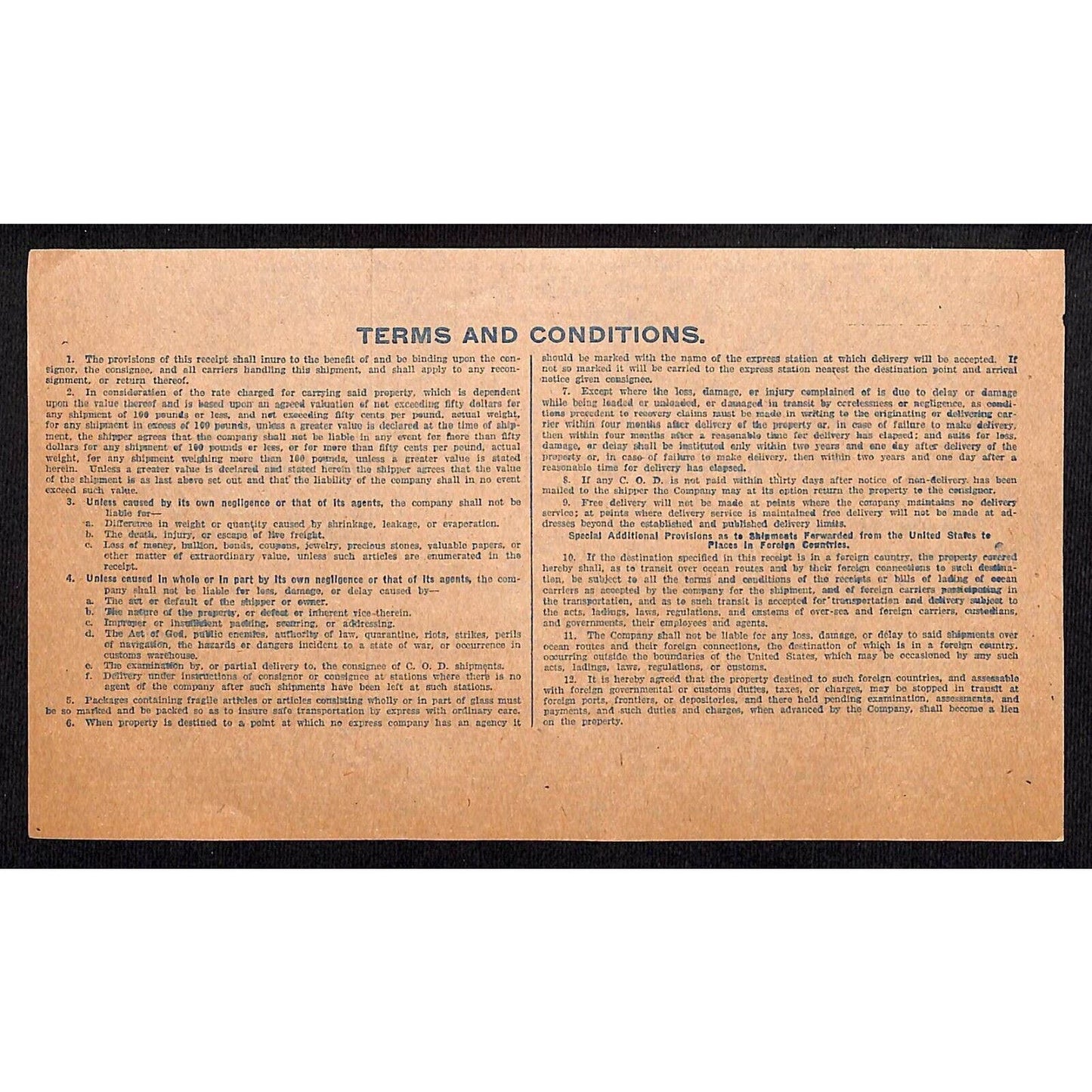 Southern Express Company 1917 Blacksburg, VA Railroad "Uniform Express Receipt"